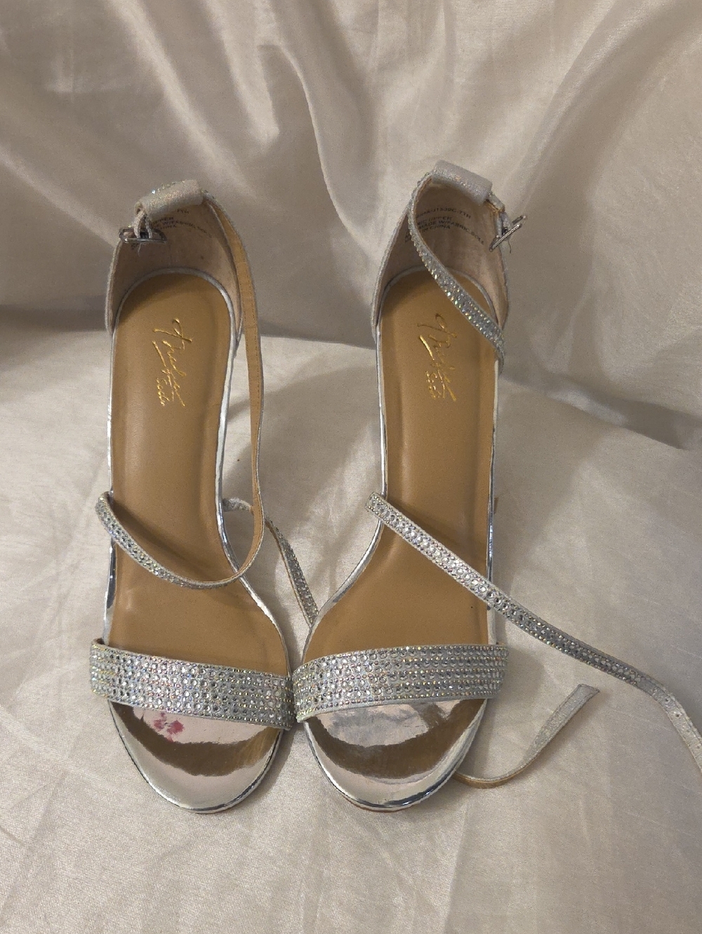 Silver Embellished Strappy High Heel Sandals
